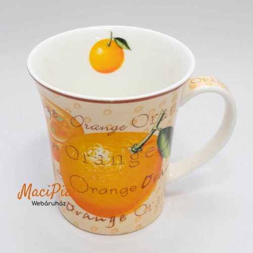 Narancs mintás porcelán német bögre, teás csupor ORANGE ENTIA Német