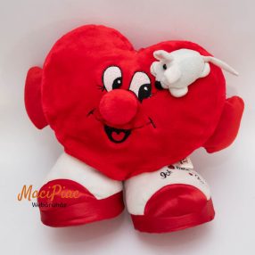   Plüss szív fehér egérrel Valentin napi ajándék Ich liebe Dich! felírattal, akasztható