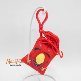   Piros selyem anyagú akasztahtó nevető, kacagó zsák, bohóc ÚJ!