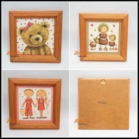   Fali képek fából szalvéta képpel decoupage gyerekszobába, nagyon hangulatos 3 db együtt