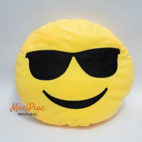   Emoji puha sárga plüss kerek párna hangulatjel szemüveges