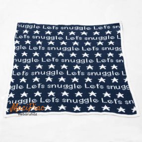   Sötétkék, fehér színű gép kötött kis takaró, Lets Snuggle blanket George márka