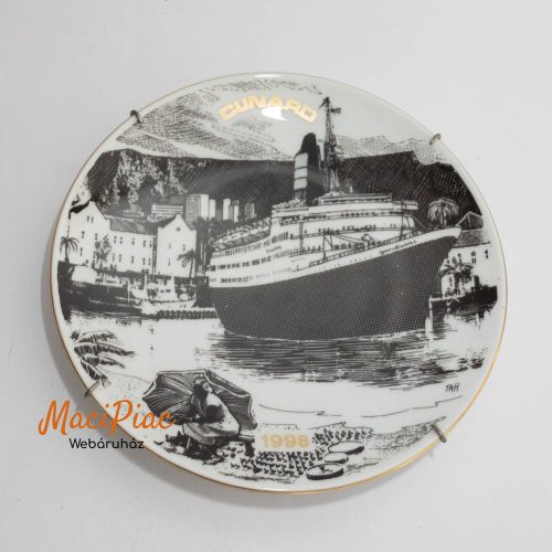 Porcelán fali dísztányér CUNARD QE2 PORSGRUND Captains Table Plate 1998 Qeen Elizabeth 2 Nagyon ritka! 