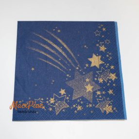   Papírszalvéta Karácsonyi kék alapon aran színű csillagok mintás 33x33 cm Német 2 rétegű