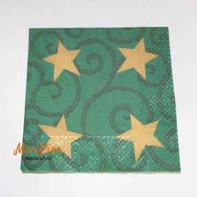   Papírszalvéta Karácsonyi zöld alapon aran színű csillagok mintás 33x33 cm Német 2 rétegű