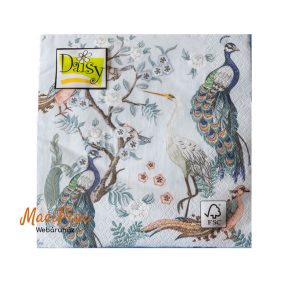   Páva, nagy kócsag madár mintás világos kék színű szalvéta Daisy új! 3 rétegű 33x33 cm 20 db