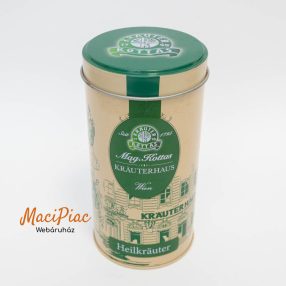  Levehető tetejű lapos henger alakú gyógyteás, teás fém doboz, KRAUTER 95 KOTTAS tetején a logo dombornyomott  2021