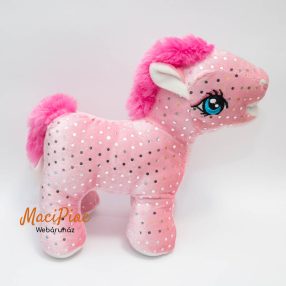   Plüss unikornis, póni, póniló puha festett ezüst színű pöttyökkel 