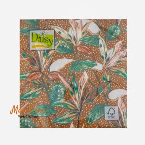   Barna alapon, fehér virág mintás szalvéta Daisy 33x33 cm 3 rétegű Bontatlan csomag 20 db-os! Új! 2024-es