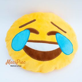   Emoji puha sárga plüss kerek párna hangulatjel sírva nevető