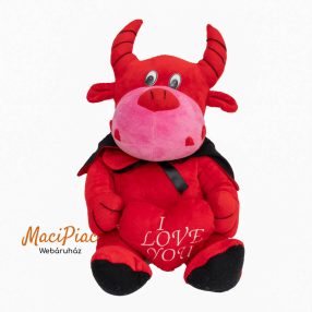   Plüss ördög szívvel I LOVE YOU felírattal hímzett nagy méretű Carly Diffusion Peluches Francia