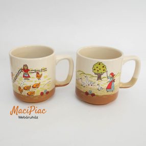   Paraszt udvar, mező mintás Német kerámia bögre, bögrék párban 2 db