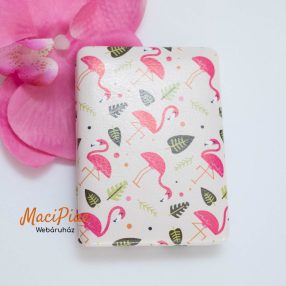   Sminktükör kihajtható két oldalas, flamingó falevél mintás műbőr borítású Új!