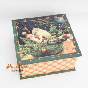   Vintage karácsonyi felnyitható tetejű Altmann & Kuhne csokoládé bonbonos karton, doboz, díszdoboz
