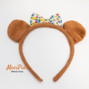   Maci fül plüss hajráf jelmezkiegészítő (barna) masnival