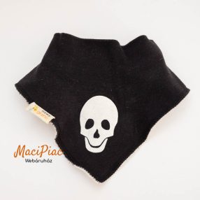   Baba nyálkendő előke 2 rétegű pamut, műanyag pattentos (használt) koponya fej mintás fekete Márka fg