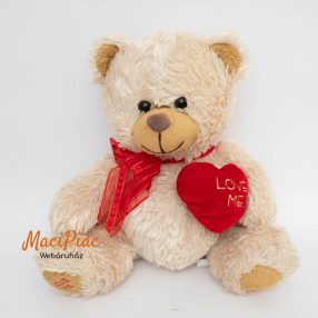   Plüss maci szívvel LOVE ME arany színű szállas hímzéssel