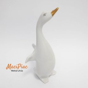   Porcelán Hollóházi madár, kacsa arany színű csörrel nipp, dekoráció Hungary Handpainted (ritkaság arany csőrrel)