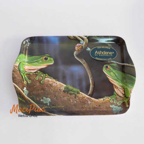 ASHDENE of Australia Zöld leveli béka mintás Scatter Tray Sandwich Snack Dish Melamin téglalap alakú tálca