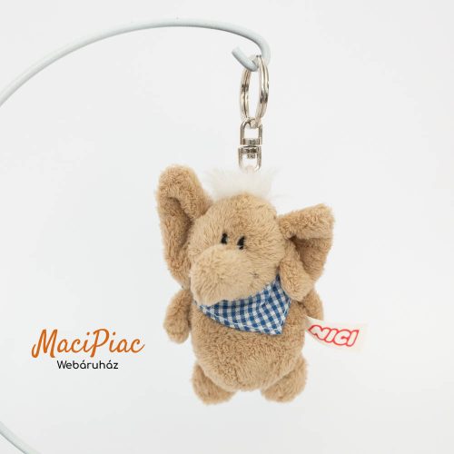 Plüss Nici Toys kulcstartó elefánt kék kockás kendővel
