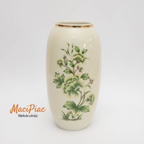   Hollóházi jelzett zöld szegfű mintás váza Hollóháza Hungary 1831