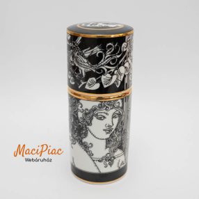   Vintage Hollóházi Szász Endre aláírt Stúdió 1979 Porcelán parfümös palack, üveg Tetővel Hollóháza Hungary 1831 Limitált kiadás 1979 Ritkaság!