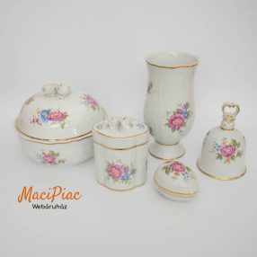   Hollóházi jelzett porcelán virág mintás szett  5 db együtt