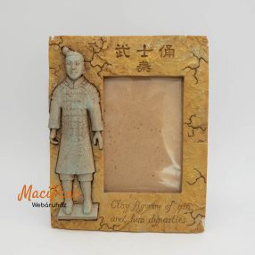   Letámasztható képkeret, képtartó Terra-Cotta (Hibás) 3 D-s kínai katona szoba a képkeretbe építva Ritka, különleges