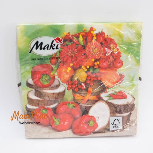 Őszi növények mintás szalvéta Maki POL-MAK új! 3 rétegű 33x33 cm 20 db