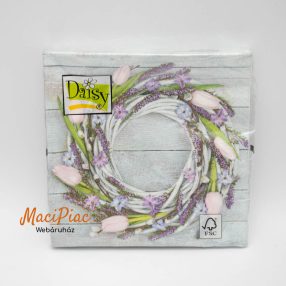   Virág koszorú levendula tulipán virág mintás szalvéta Daisy 33x33 cm 3 rétegű Bontatlan csomag 20 db-os! Új! 2024-es
