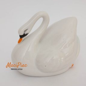 Porcelán hattyú figura, nipp, dísztárgy, jelzett