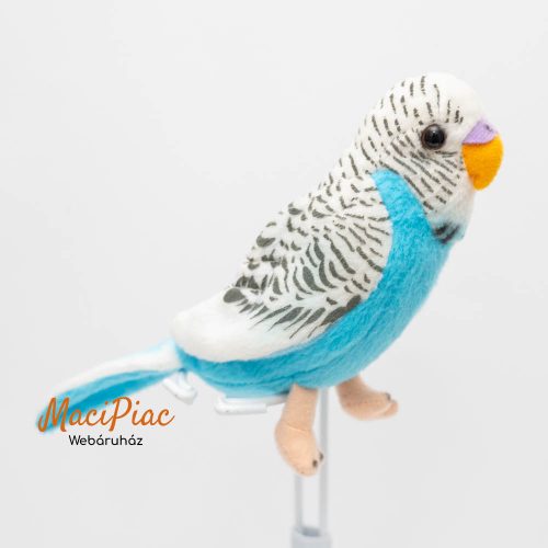 Plüss kék élethű hullámos papagáj Uni-Toys Budgerigar Plush (Light Blue) Germany