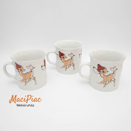 Porcelán régi vintage Disney őzike BAMBI mintás bögre 3 db jelzett China