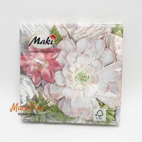   Kövirózsa növény mintás szalvéta Maki POL-MAK kollekció 1 csomag 33x33 cm 3 rétegű 20 db
