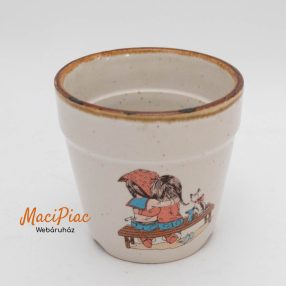   Mini régi német porcelán kaspó ölelkező padon ülő gyerekek mintával Ritkaság! Bloempotje stelletje met poes