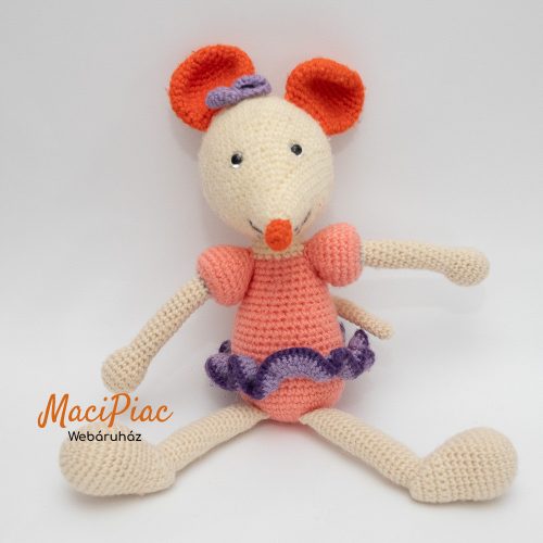 Kézi horgolású, amigurumi Milena balerina egér