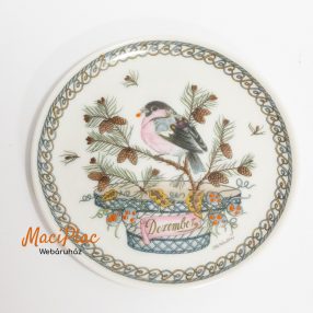   Porcelán kis mini gyüjthető tányér madár és fenyőágas kosár mintával December Hutschenreuther Germany Ole Winther 