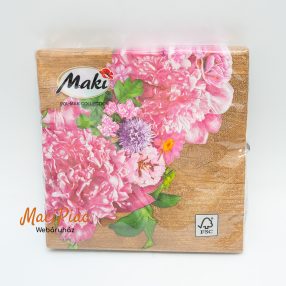   Rózsaszín virág mintás szalvéta 2 rétegű 33x33 cm 20 db Maki