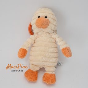   Plüss bordás anyagú kis kacsa babáknak, felhúzható, rezegő, akasztható kiságyra, hordozóra Jellycat márka 