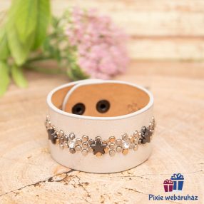   Csuklópántos, divatos mandzsetta karkötő kristály strasszos (szürke)