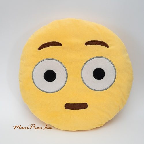 Emoji puha sárga plüss kerek párna hangulatjel közömbös