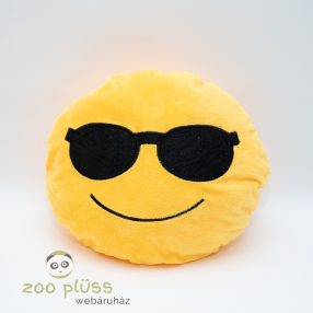  Emoji puha sárga plüss kerek párna hangulatjel szemüveges