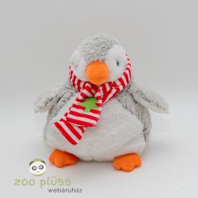   Plüss pingvin Merry Christmas fenyőfa hímzéses csíkos sállal