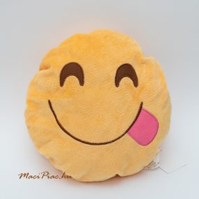   Emoji puha sárga plüss kerek párna hangulatjel lógó nyelves