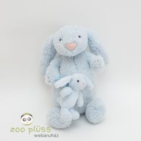   Plüss kék színű nyúl, nyuszi kicsinyével zenélős, felhúzható Jellycat