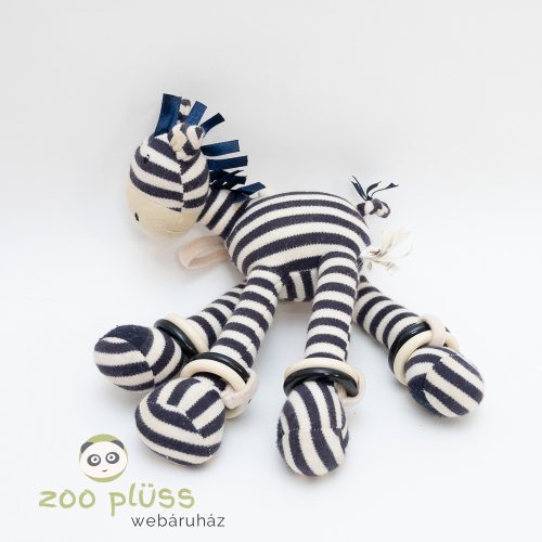 Plüss kék zebra babának csörgő, zörgő, rágókat, akasztható közepes méretű Jellycat