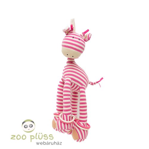 Plüss rózsaszín zebra babának csörgő, zörgő, rágókat, akasztható nagyobb méretű Jellycat