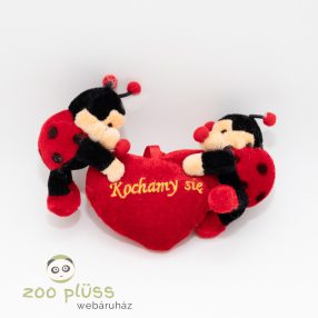 Plüss katica, katicabogár pár szívvel