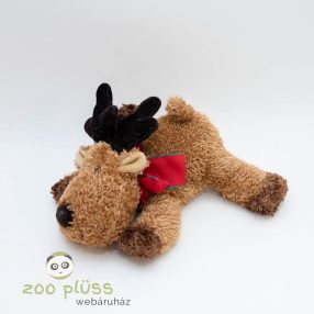   Plüss szarvas, rénszarvas piros karácsonyi masnival a nyakában