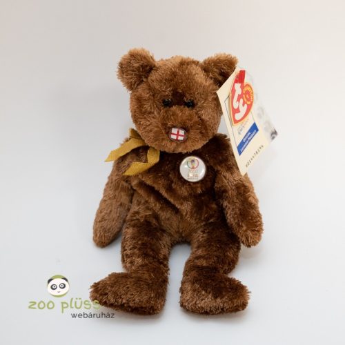 Plüss maci, mackó Ty márka 2002-es FIFA Olimpion (barna, orra Japán zászlós) Ty Beanie Baby Champion Bear 2002 FIFA Word Cup